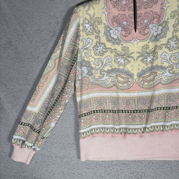 Philippe Marques Petite Women’s Size 8 Mixed Media Sweater Blush Pink Boho Retro - Picture 16 of 16
